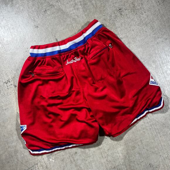 Just Don NBA All-Star Shorts Red Satin Zipper Pockets Small - Picture 2 of 7